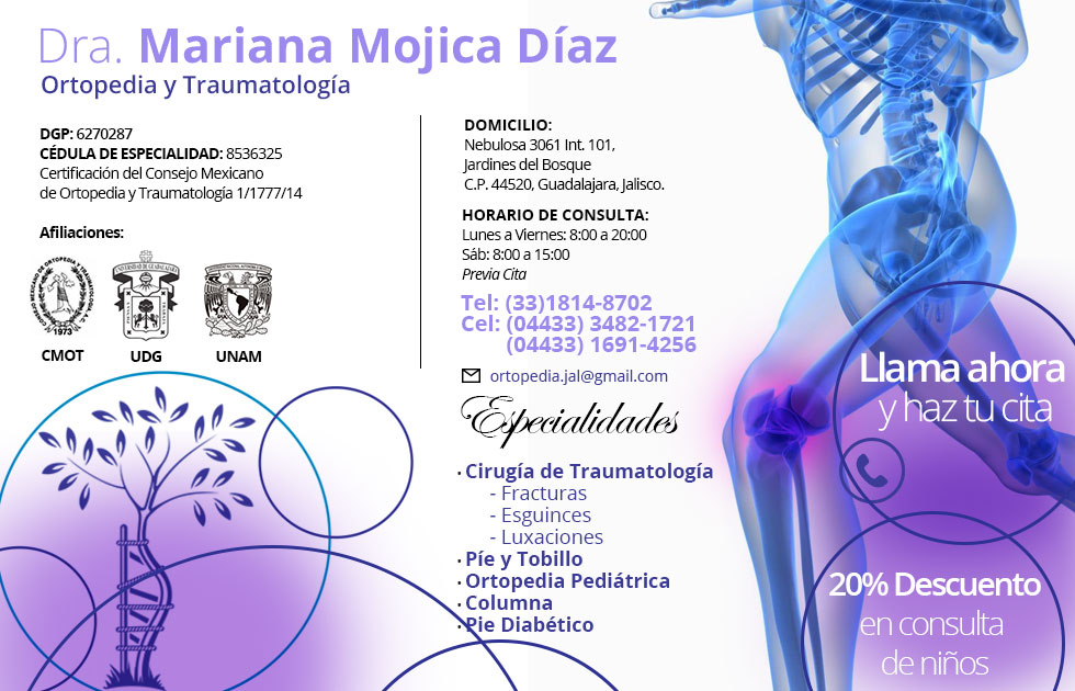 Dra. Mariana Mojica Díaz Ortopedista Traumatóloga Guadalajara Jalisco México