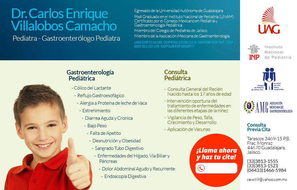 Dr. Carlos Enrique Villalobos Camacho Pediatra Gastroenterólogo Guadalajara Jalisco México
